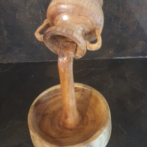 Amphore décorative en chêne et socle en robinier – Pièce unique