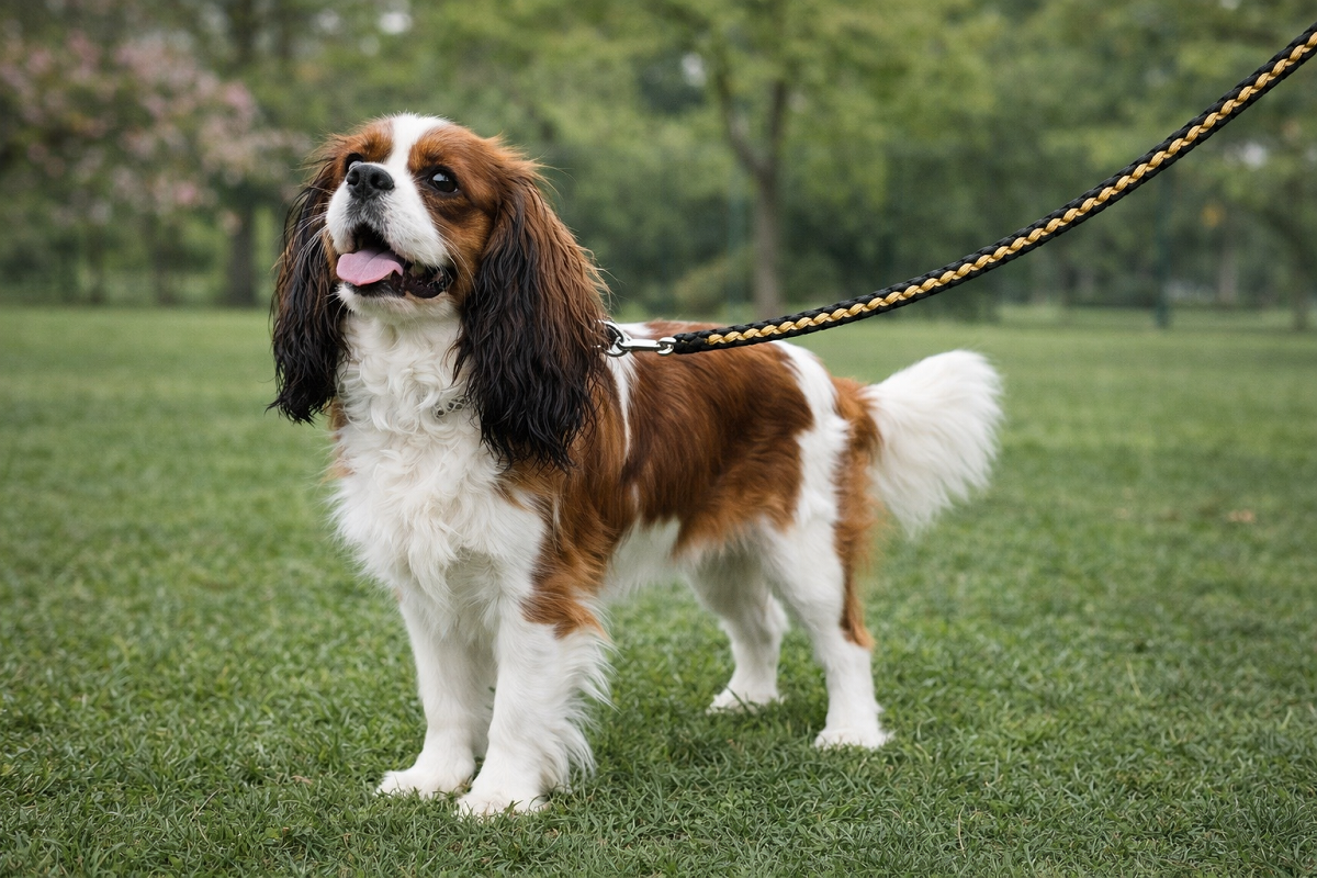 Laisse noire et or pour chien de moyenne taille