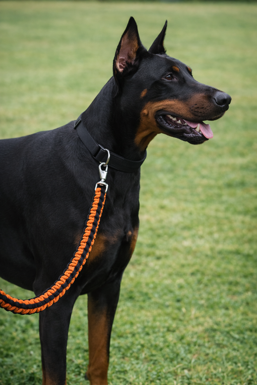 Laisse bicolore orange et noire