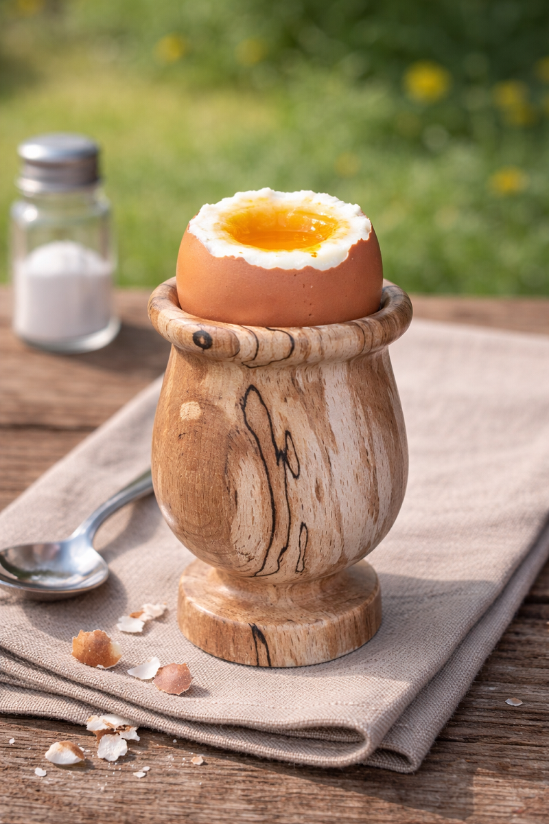 Coquetier en hêtre échauffé