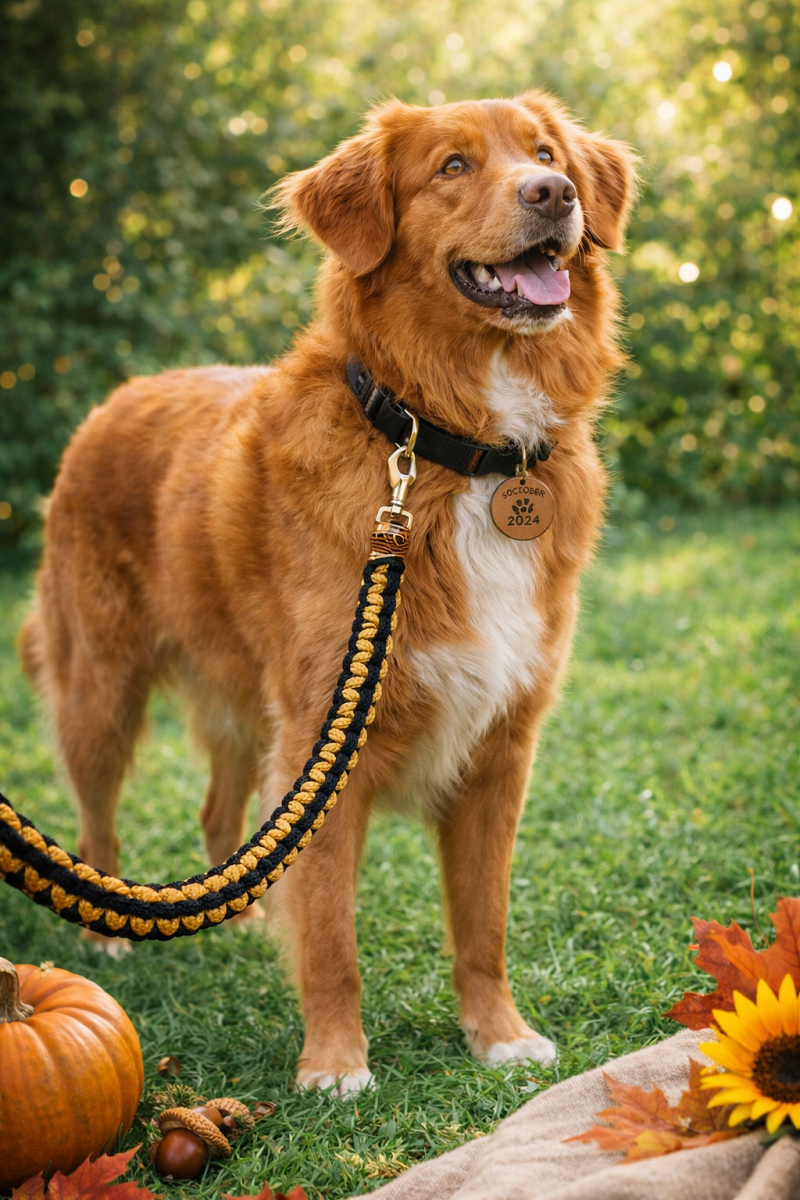 Laisse marron chocolat et or