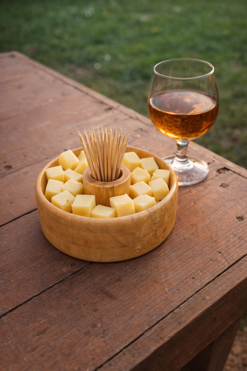 Coupelle apéritive en robinier – compartiment central