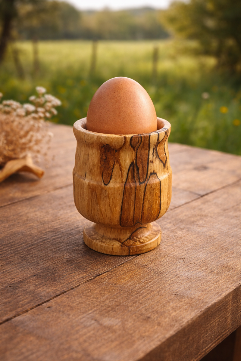 Coquetier en hêtre échauffé