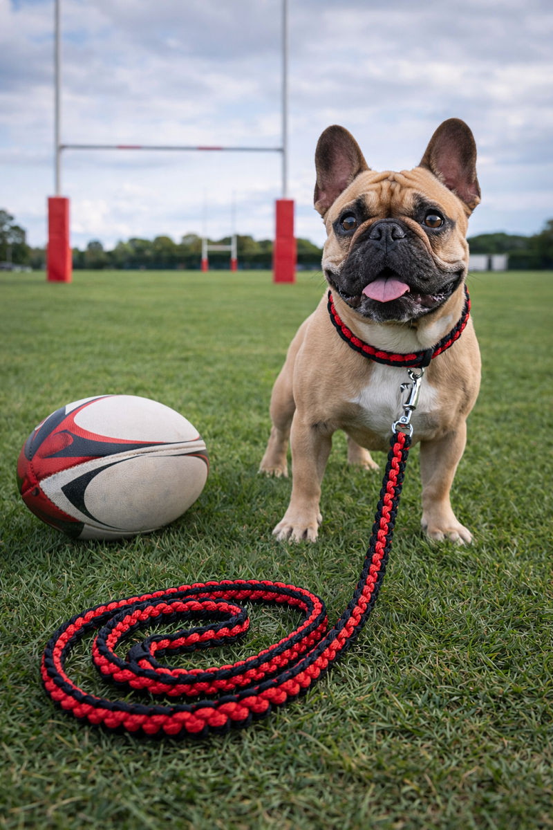 Laisse rouge et noire inspiration sport