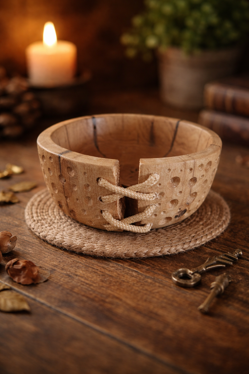 Bol décoratif en chêne – réparée à la main