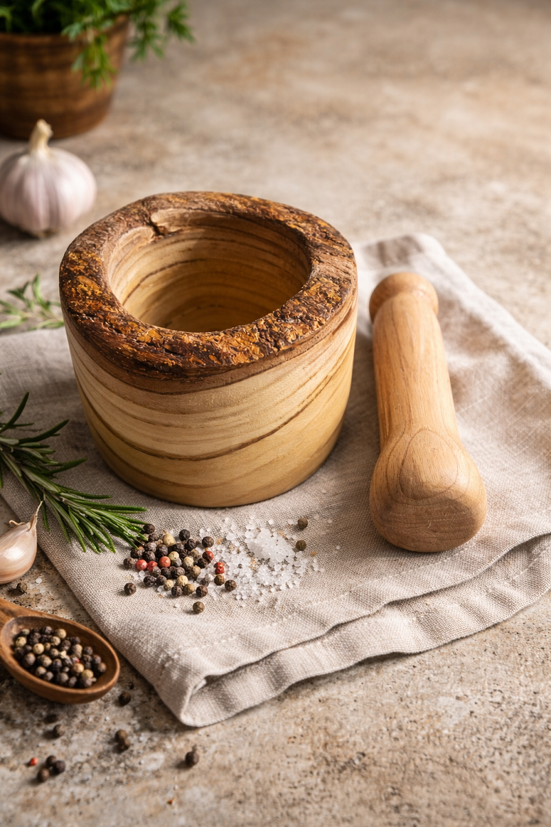 Mortier et pilon – robinier et chêne – pièce unique