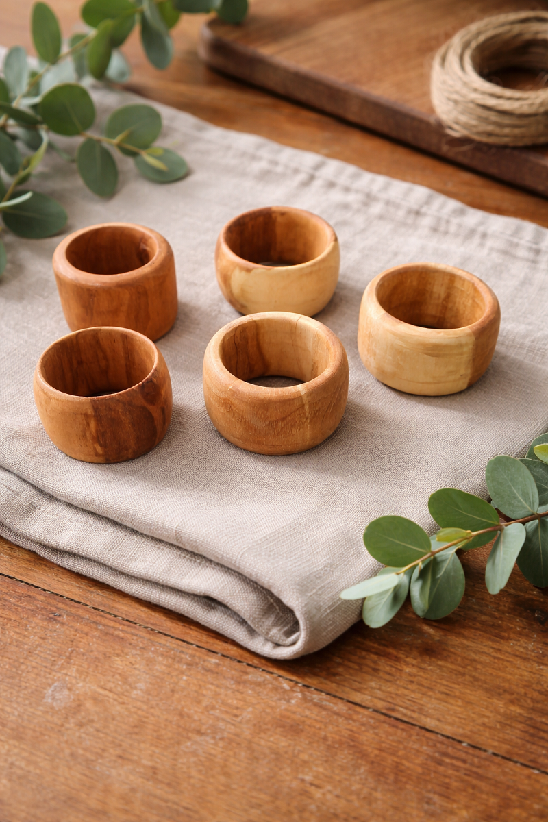 Ronds de serviette en cerisier