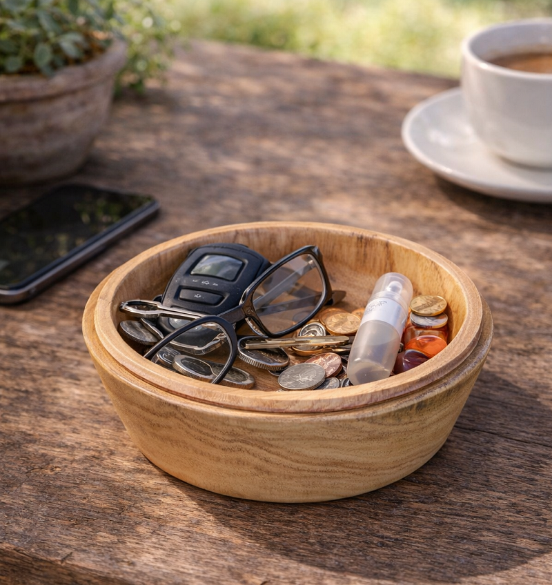 Vide poche excentré en robinier