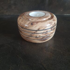 photophore artisanal en chêne tourné – pièce unique – 10 cm