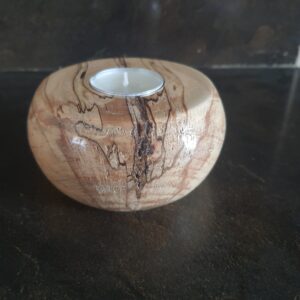 photophore artisanal en hêtre échauffé – pièce unique